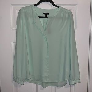 NWT J Crew Mint Scalloped Blouse